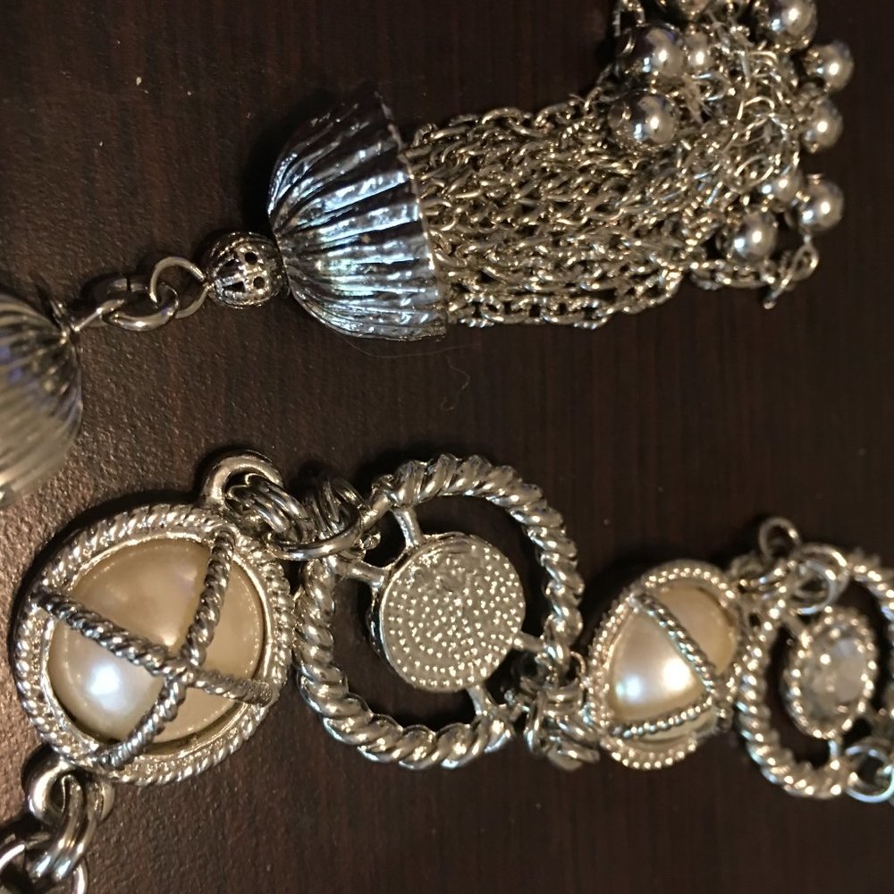 Tassel Belt Long necklace belt Silver/Pearl/Bling/Tassel EUC! boho chic - Picture 4 of 7